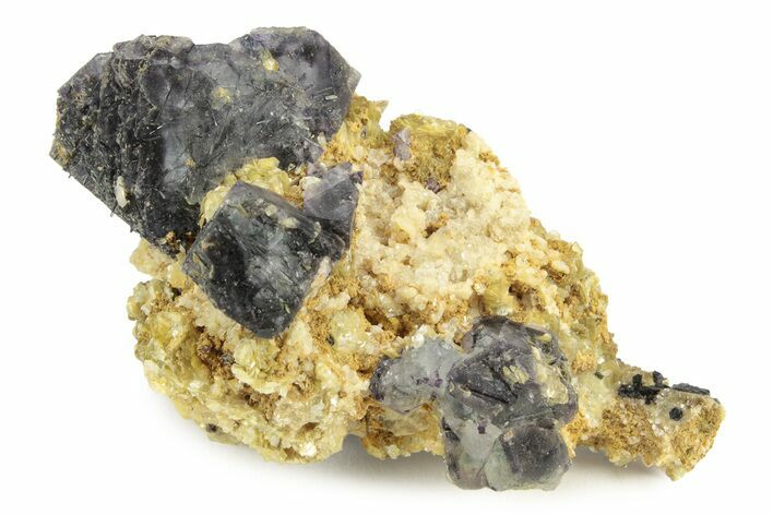 Purple and Green Fluorite Crystals with Schorl - Namibia #241829